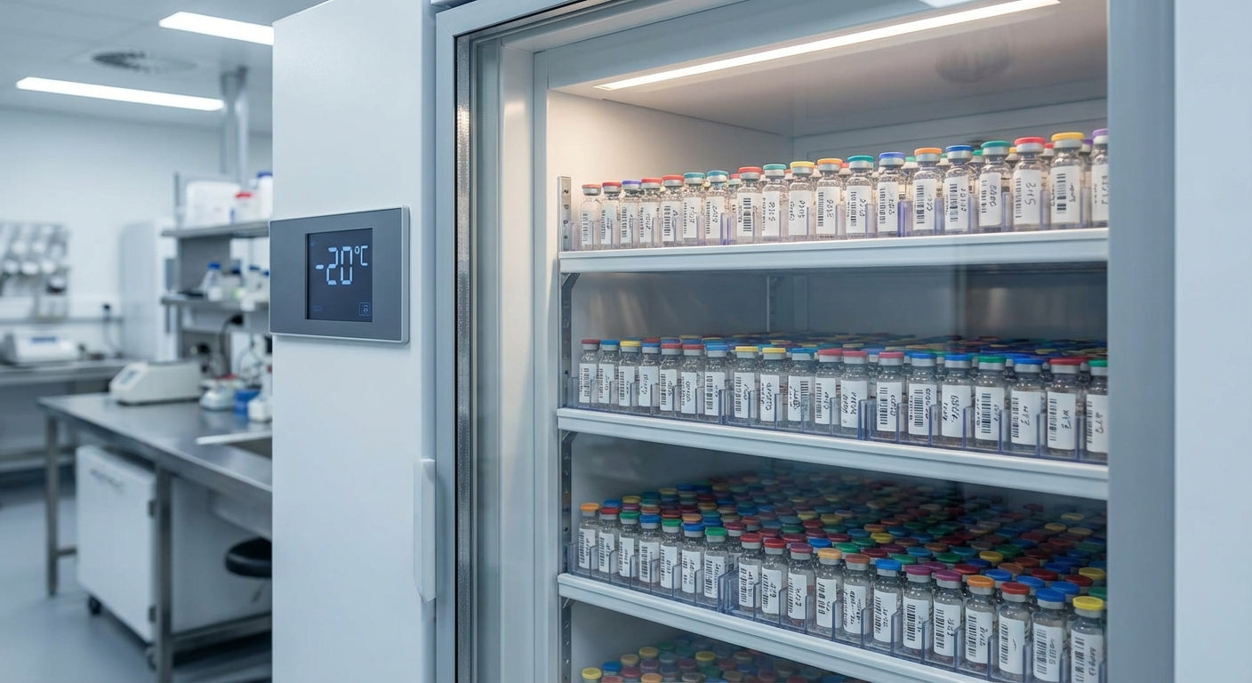 Proper storage of research peptides in a temperature-controlled laboratory environment