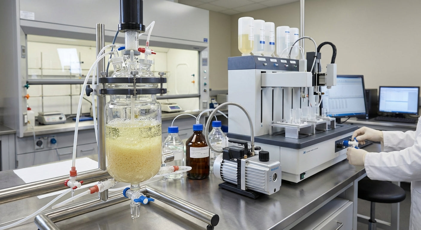 Laboratory analysis of peptide purity using HPLC and mass spectrometry