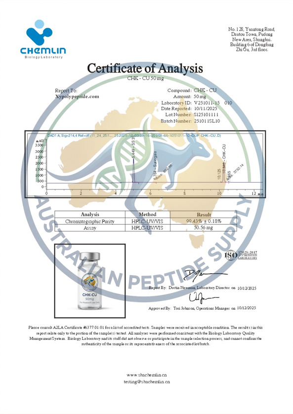 Certificate of Analysis for GHK-Cu 50mg research peptidecoa t