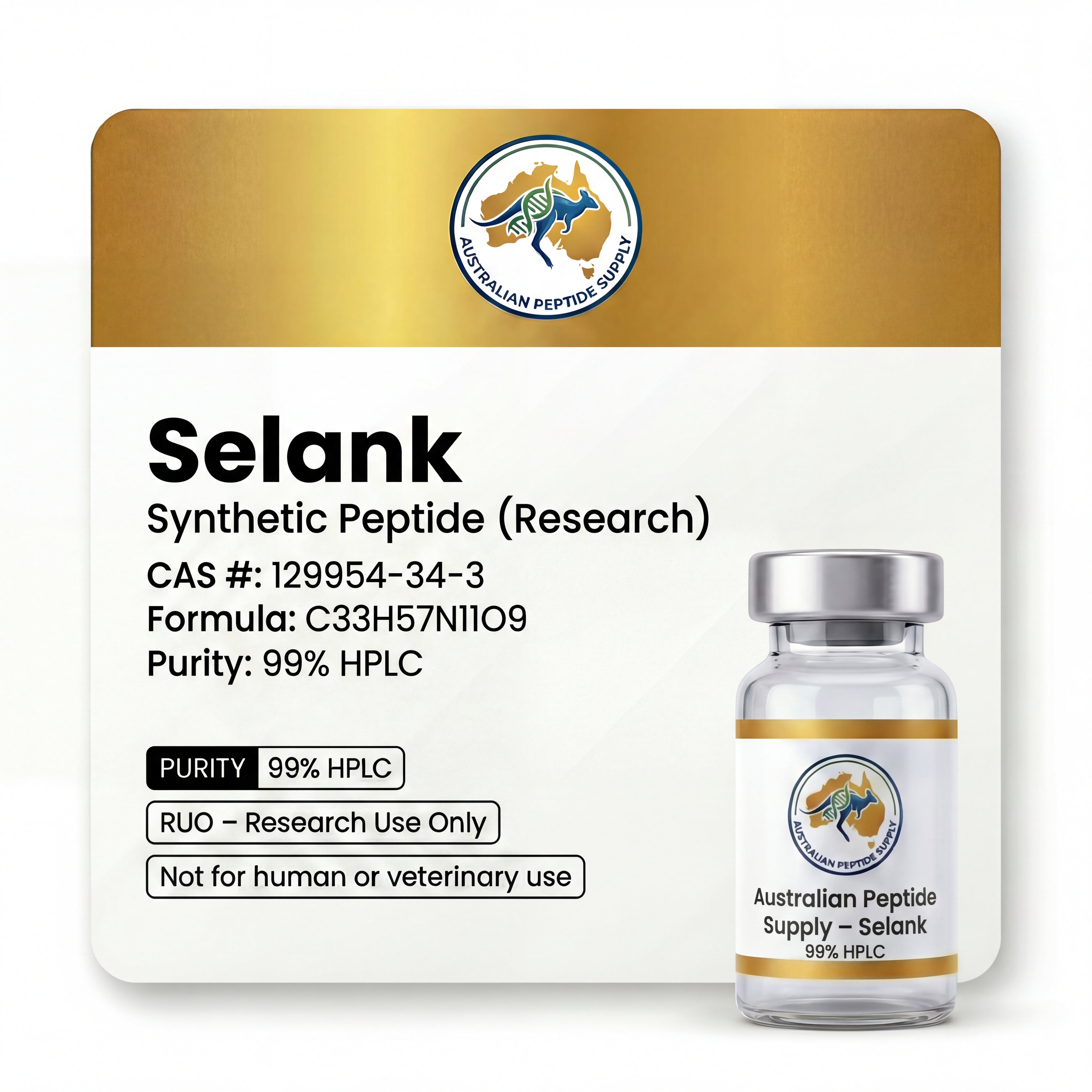 Selank 10mg – Research Peptide - Australian Peptide Supply