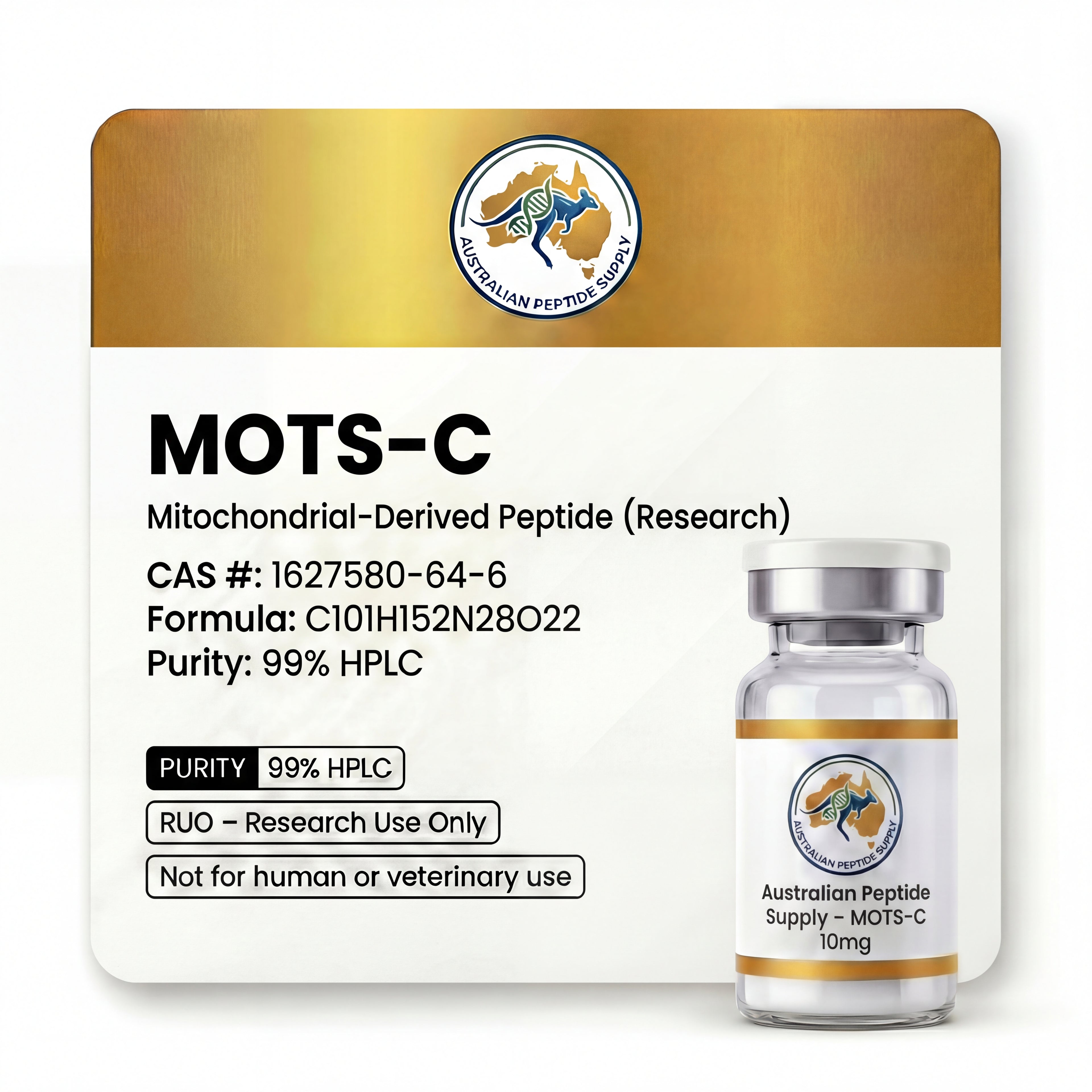 MOTS-C 10mg research peptide vial for laboratory use